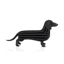 90. Dachshund large Zwart * 3D puzzel kaart * LOVI