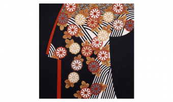 36. Setsugekka Kimono Chrysanthemum On The Flowing Water Black 120 * Musubi