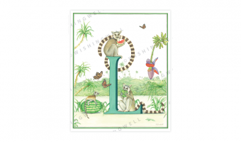 142. 'L' Lemur * Wishingwell * card