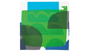 10. Masaru Suzuki, Water Bird green/navy blue 100cm * Musubi Furoshiki