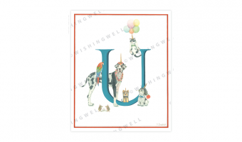 151. 'U' Unicorn * wishingwell * wenskaart