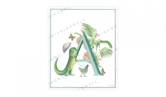 128. 'A' Alligator * Wishingwell * card