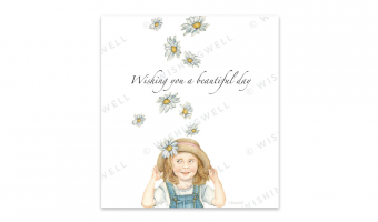 77. Girl and Daisies * Wishingwell wenskaart