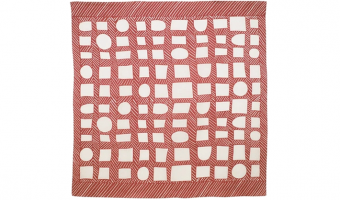 100 Nobuyuki Takai Linnen, Shapes and Lines red * Musubi Furoshiki