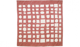 04. Nobuyuki Takai Linnen, Shapes and Lines red 100cm * Musubi Furoshiki
