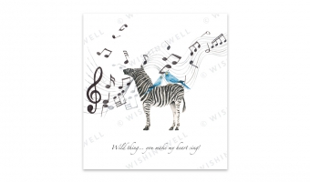 51. Zebra heart sing * Wishingwell wenskaart