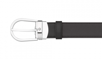 Belt 30mm Black/Brown Saffiano Horseshoe Buckle * 113834 * Montblanc