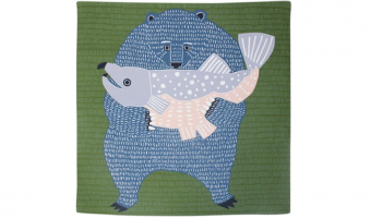 104 Kata Kata, Bears & Salmon Green * Musubi Furoshiki