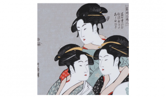 16. Ukiyo-e Three Beauties Of The Present Day Gray 48 * Musubi