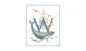 153. 'W' Whale * Wishingwell * wenskaart