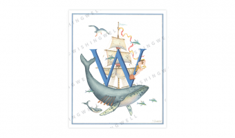 153. 'W' Whale * Wishingwell * card