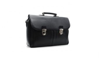 10.02 Briefcase with pockets, black leather * 20S Design