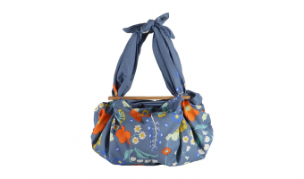 34. Furoshiki Patchin Bag L Organic Flower Garden Navy * Musubi