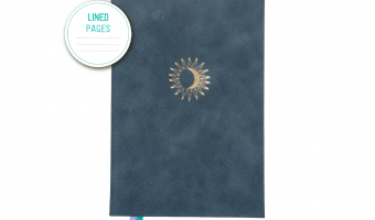 NEW 16. Journal, Grijsblauw, zon/maan, gelijnd * Artebene