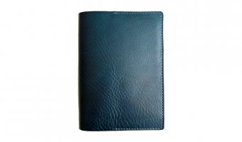 28C Navy/Grey Leather Book Cover * Kron