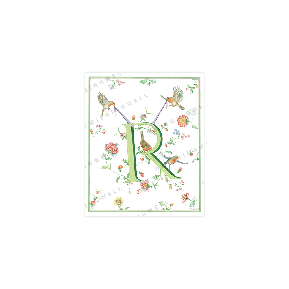 148. 'R' Robin * Wishingwell * card