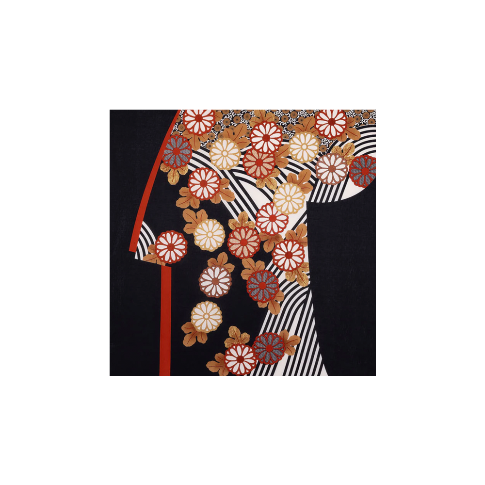 36. Setsugekka Kimono Chrysanthemum On The Flowing Water Black 120 * Musubi