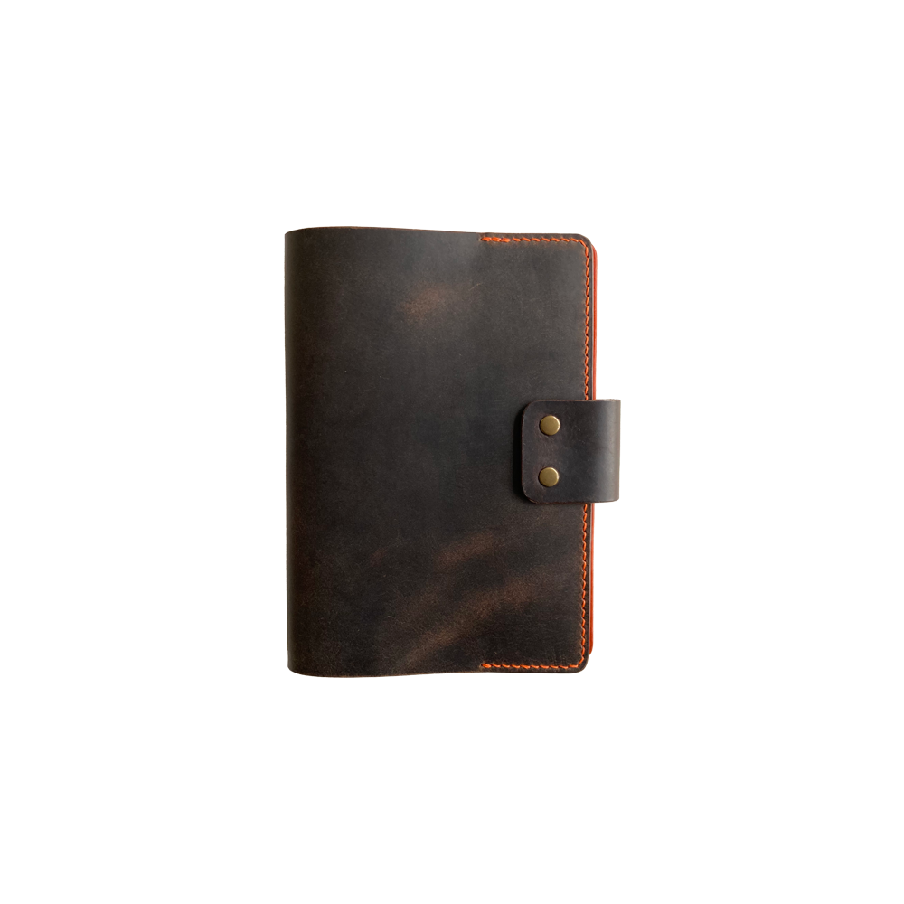 5MC. Saddlebrown Orange, leather book cover * Kron