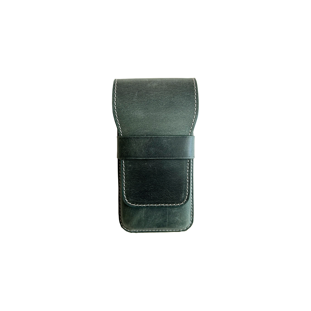 Flap Pen Case 3 pens Crazy Horse Green * Galen Leather