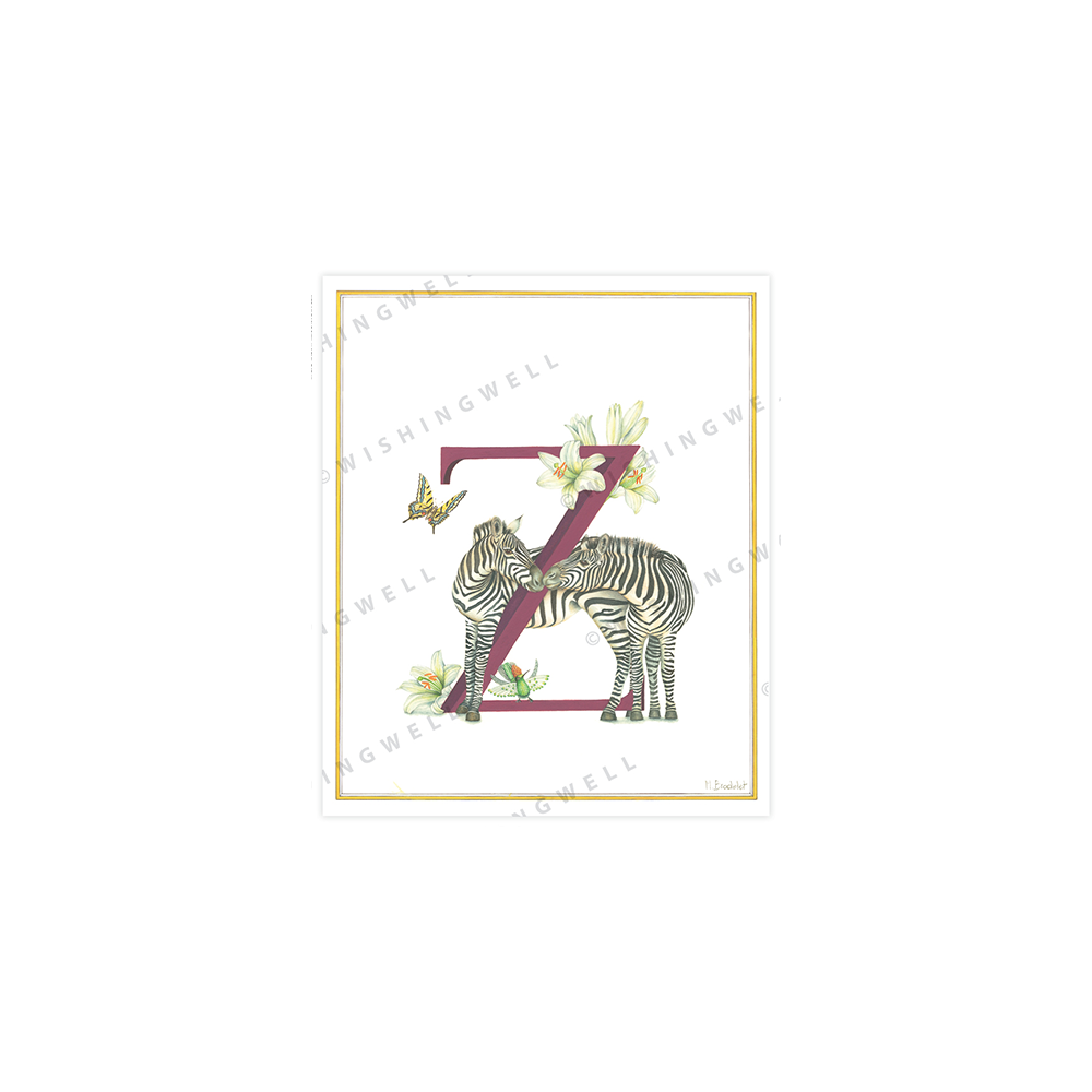 154. 'Z' Zebra * Wishingwell * card