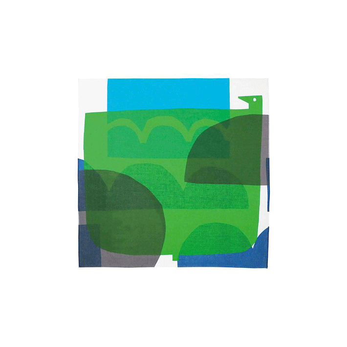 10. Masaru Suzuki, Water Bird green/navy blue 100cm * Musubi Furoshiki