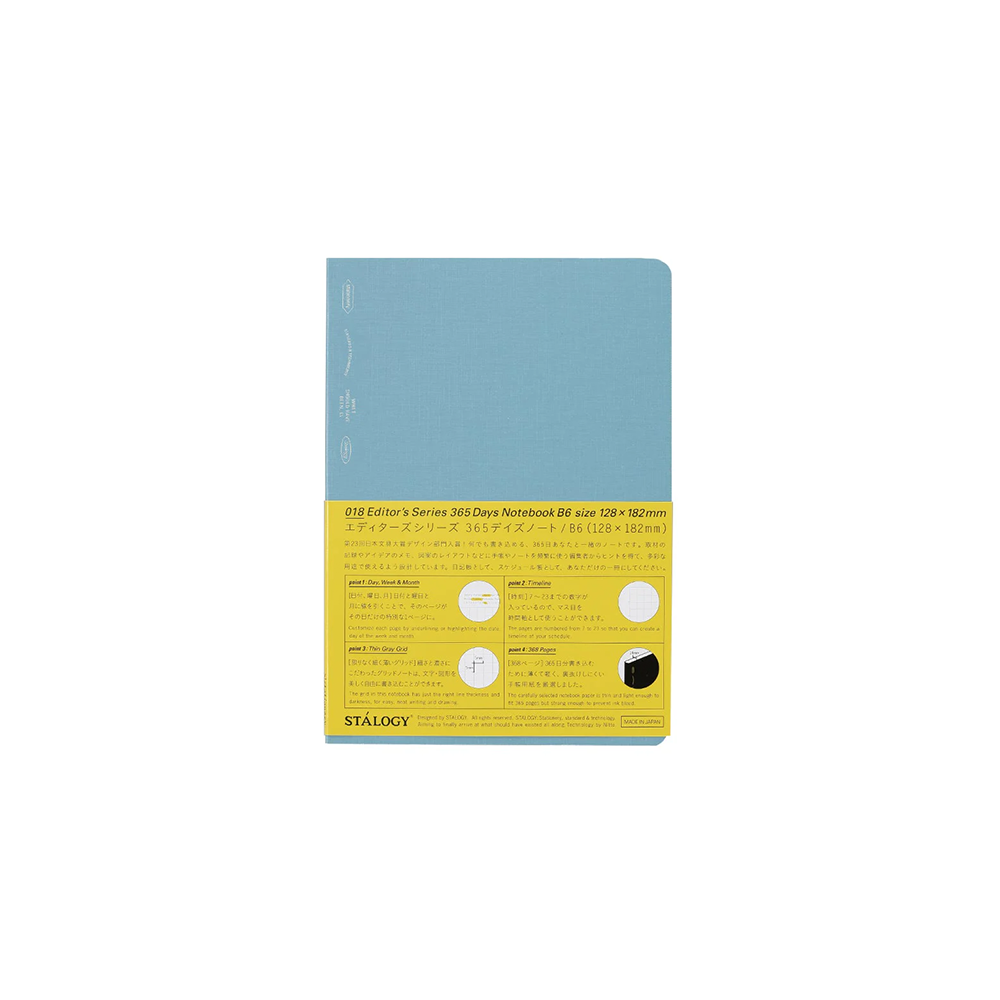 Editor's Series 365 Days Notitieboek B6 Grid Blauw * Stalogy