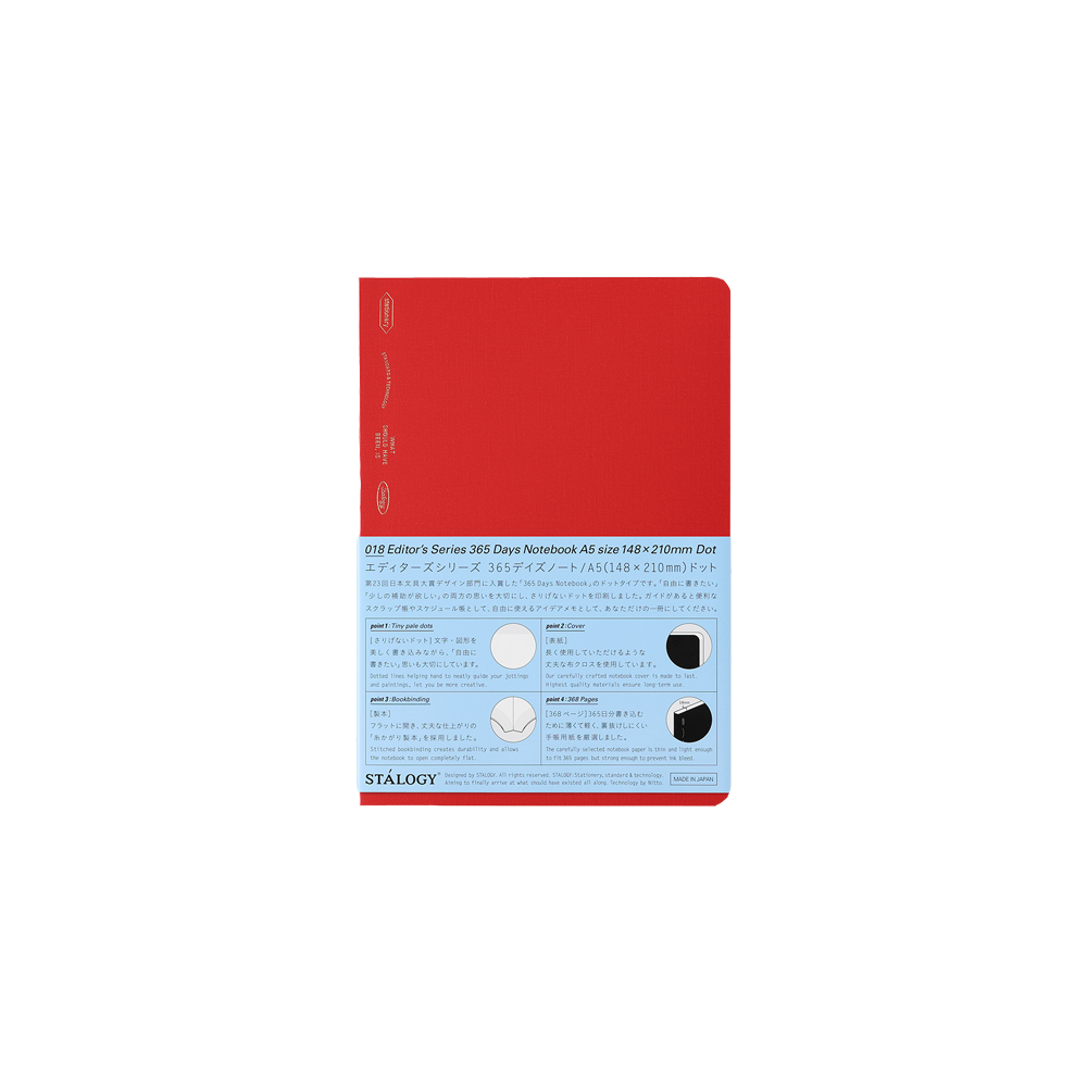 Editor's Series 365 Days Notitieboek A5 Dot Rood * Stalogy
