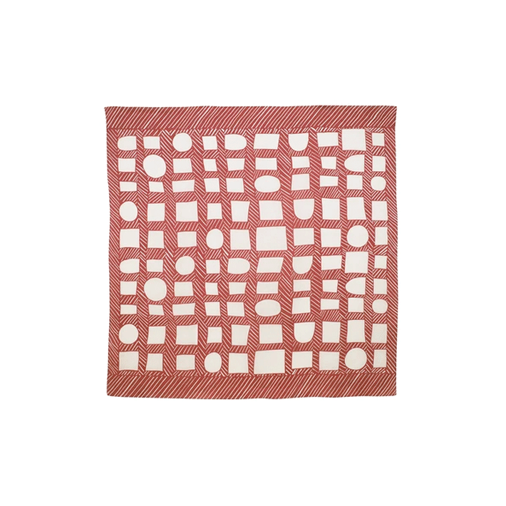 100 Nobuyuki Takai Linnen, Shapes and Lines red * Musubi Furoshiki
