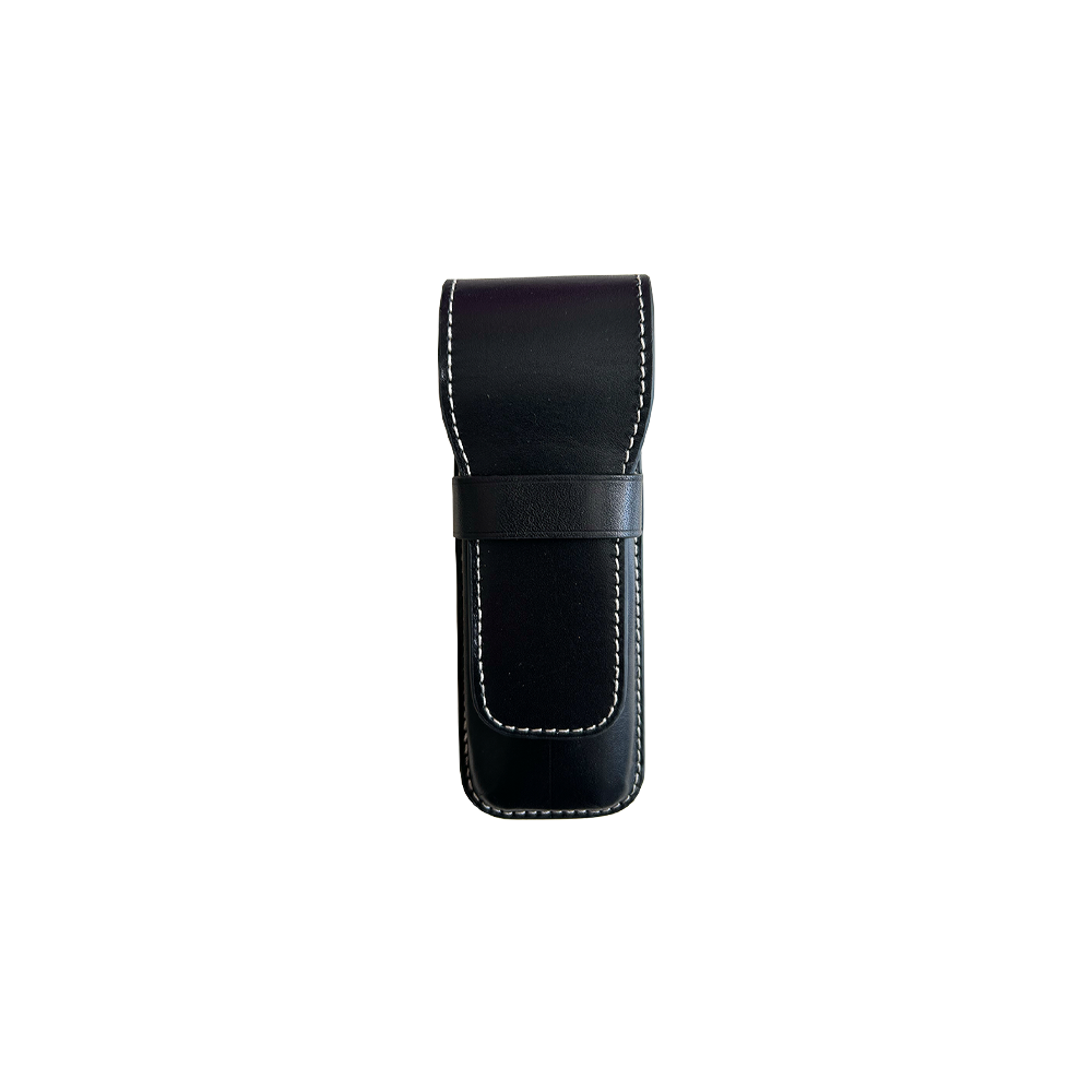 Flap Pen Case 2 pens, Black Galen Leather