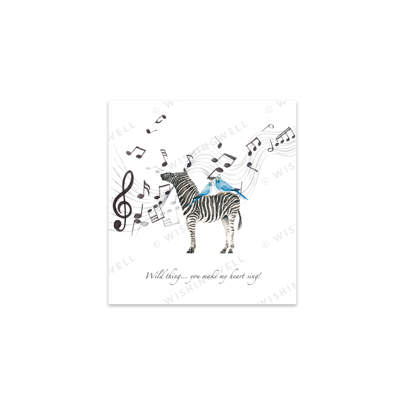 51. Zebra heart sing * Wishingwell wenskaart