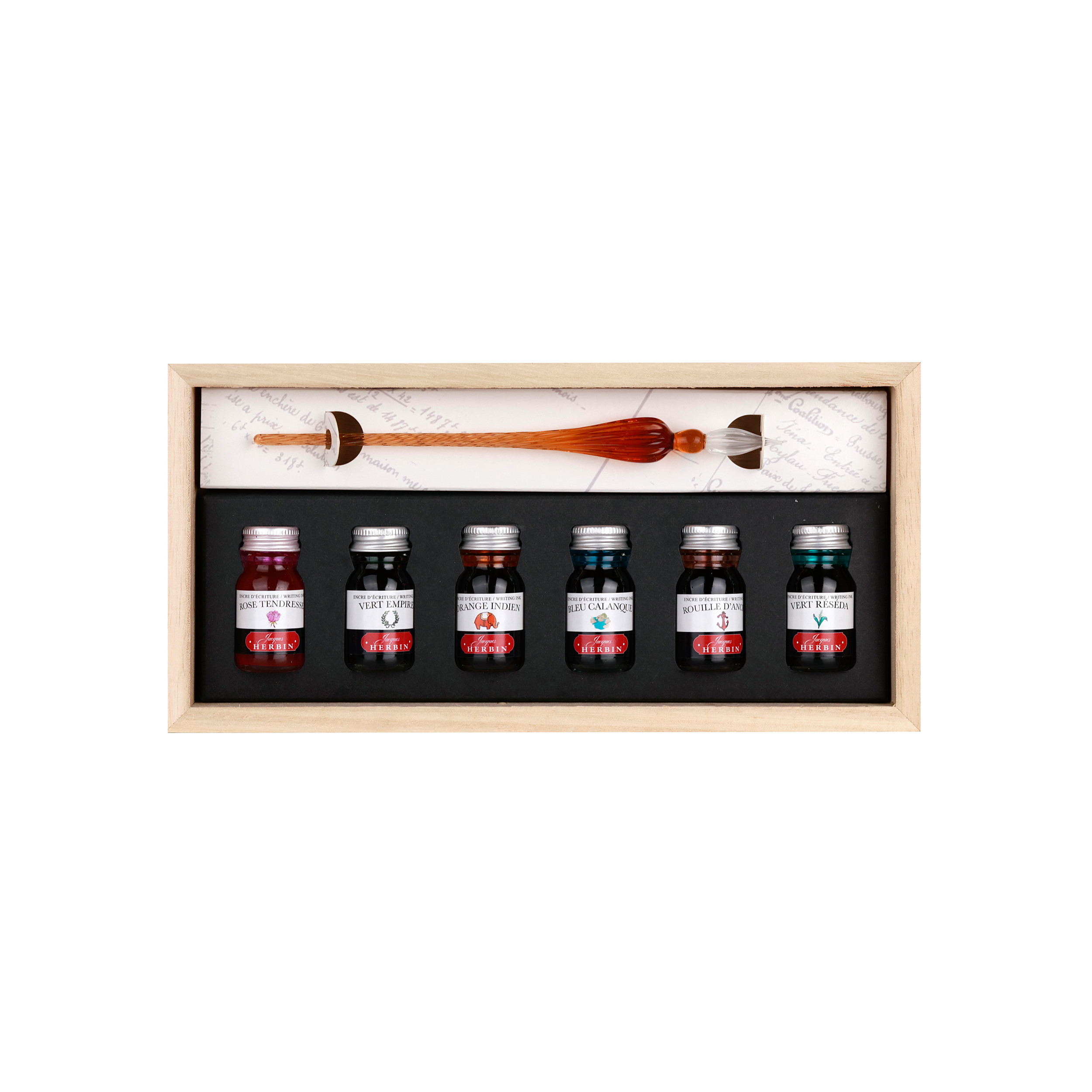 Giftset 6 inkten en glaspen * J. Herbin 