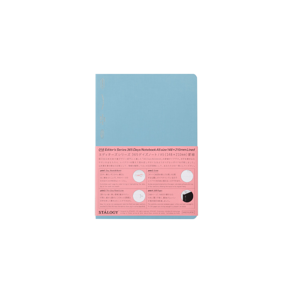 Editor's Series 365 Days Notitieboek A5 Gelijnd Blauw * Stalogy
