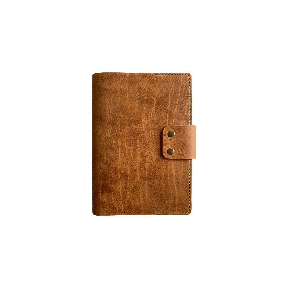 6MC. Cognac Emerald, leather book cover * Kron