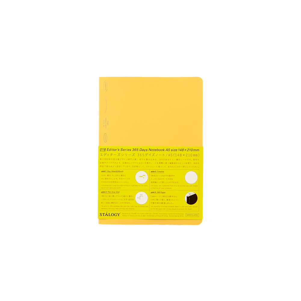 Editor's Series 365 Days Notitieboek A5 Grid Geel * Stalogy