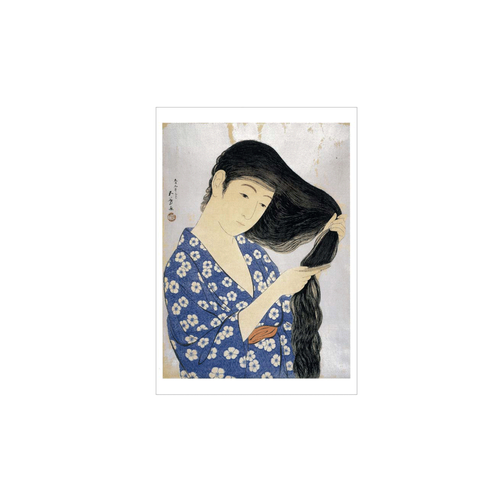 021. A Woman Combing Her Hair,  Japanese post card * Benrido