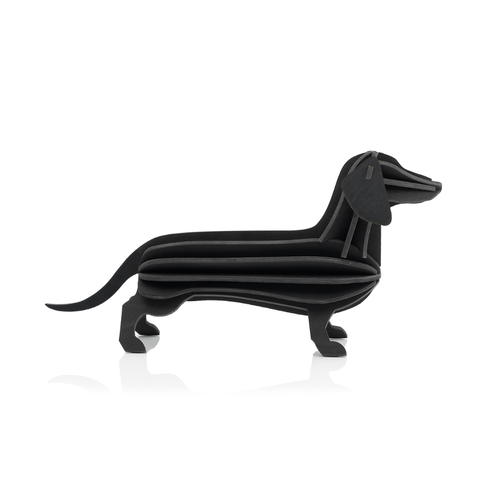 90. Dachshund Large Black * 3D puzzle card * LOVI