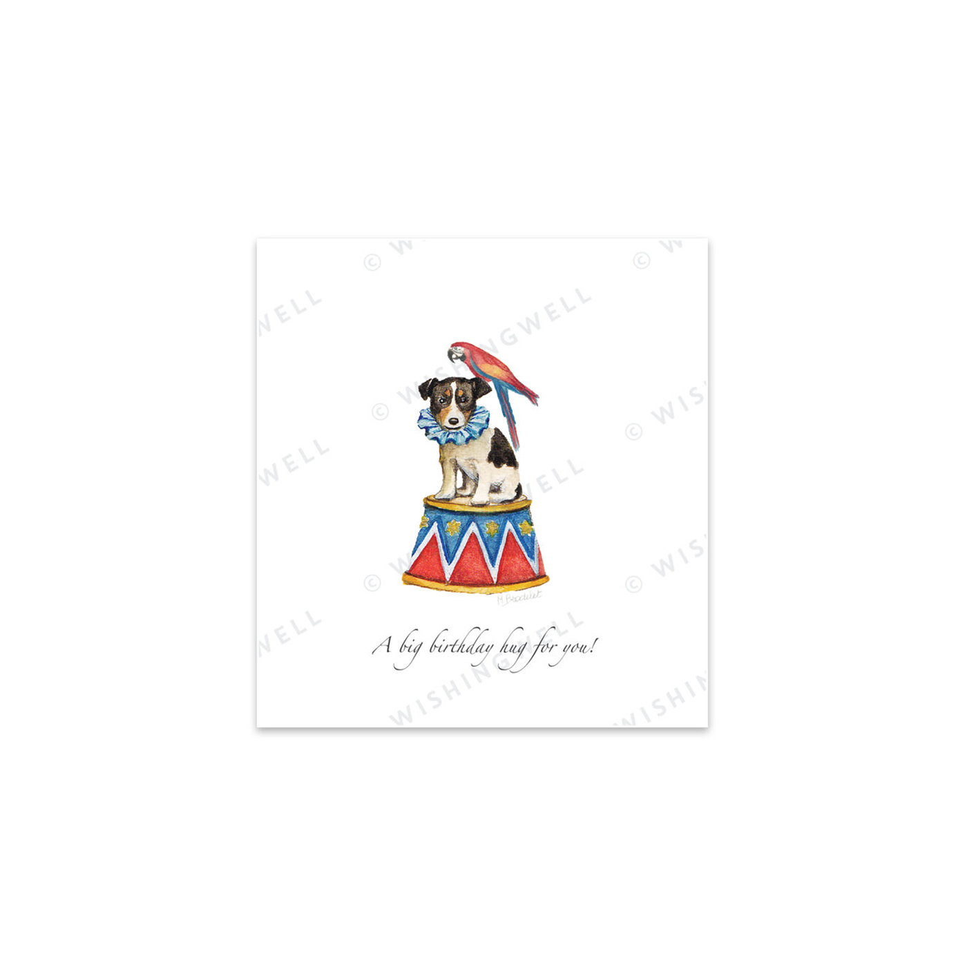 76. Dog & Parrot Birthday hug * Wishingwell gift card