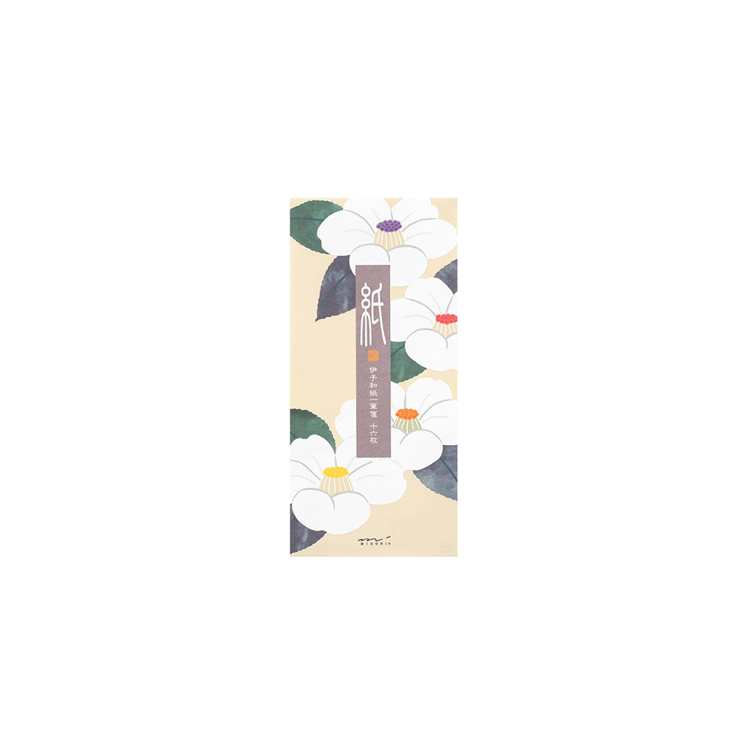19.3 White Camellia Japanese message letter pad * Midori