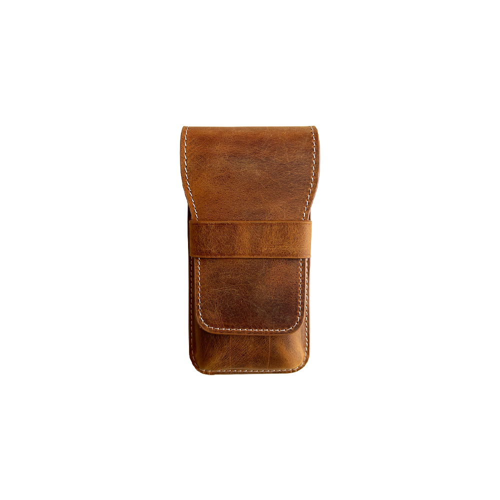 Flap Pen Case 3 pens Crazy Horse Brown * Galen Leather