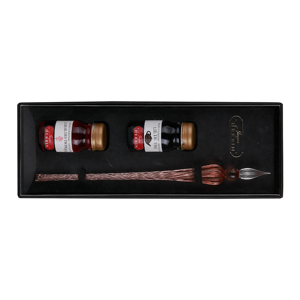 Inkset With Glasspen, Corail Des Tropiques * J. Herbin