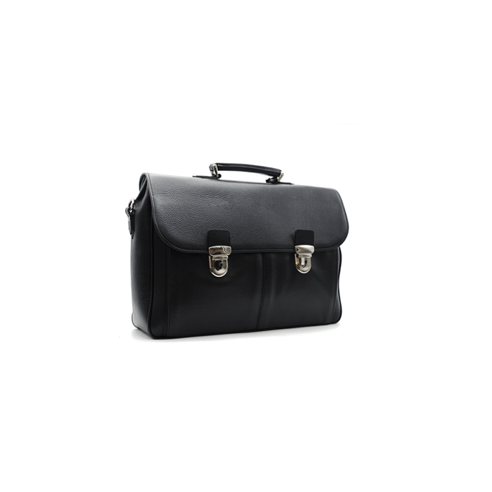 10.02 Briefcase with pockets, black leather * 20S Design