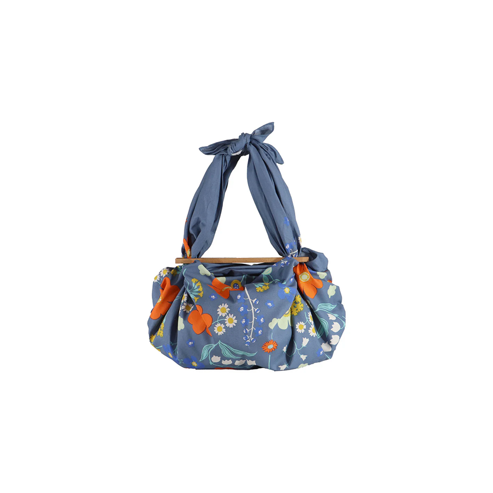34. Furoshiki Patchin Bag L Organic Flower Garden Navy * Musubi