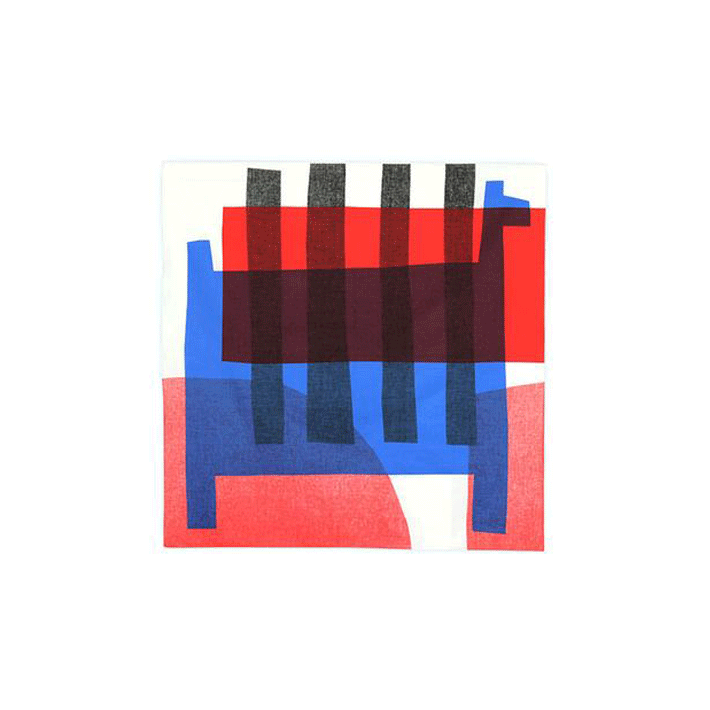 09. Masaru Suzuki, Stripe Horse blue/red 100cm * Musubi Furoshiki