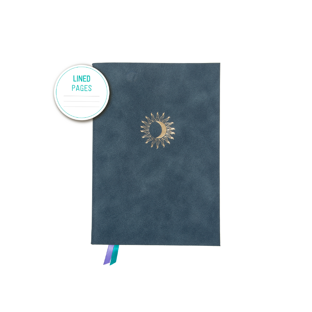 NEW 16. Journal, Grijsblauw, zon/maan, gelijnd * Artebene