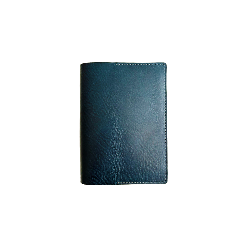 28C Navy/Grey Leather Book Cover * Kron