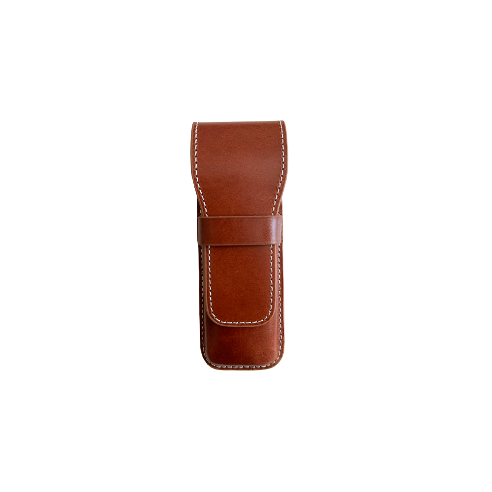 Flap Pen Case 2 pens, Brown * Galen Leather