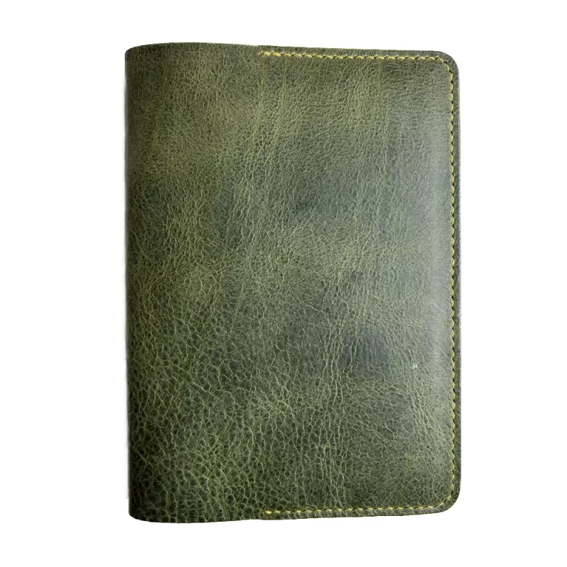 54. Moss green/Saffron A5 Leather book cover * Kron