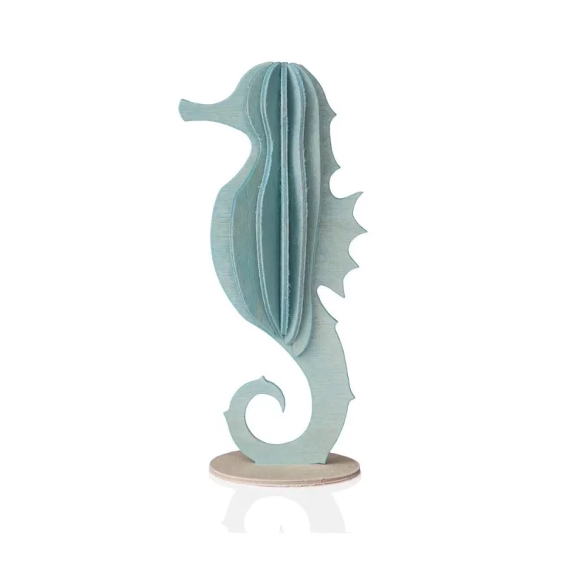 79. Seahorse light blue * 3D puzzle card * LOVI