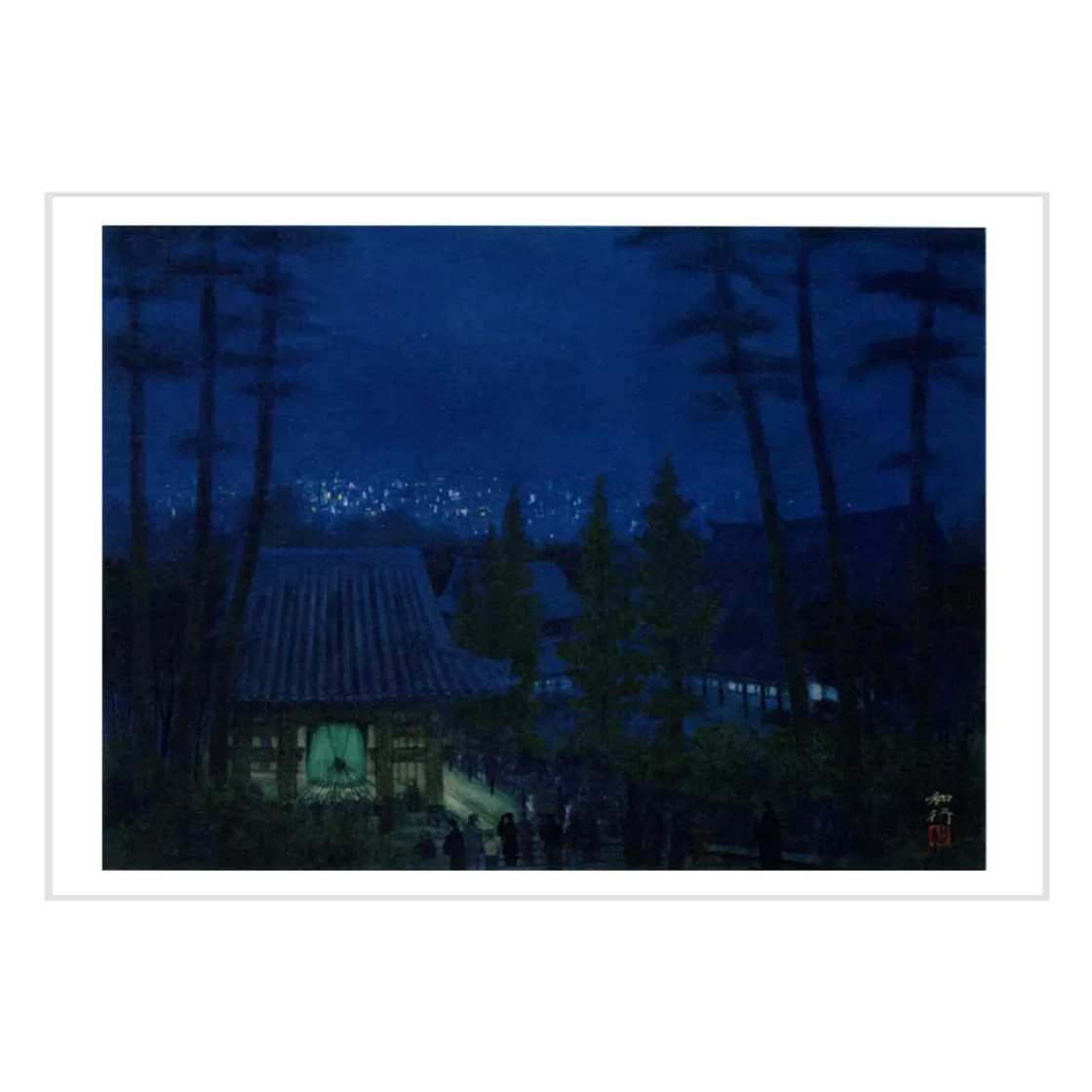 02. A Temple Bell on New Year's Eve, Japanese Post Card * Benrido