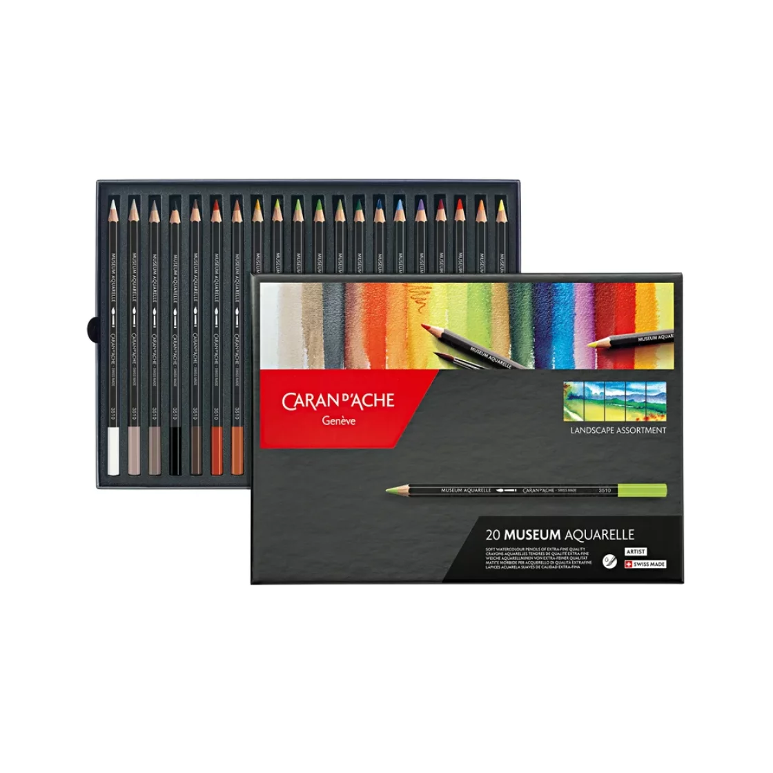 20 Coloured Pencils, Landscape, Expert Museum Aquarelle * Caran d'Ache